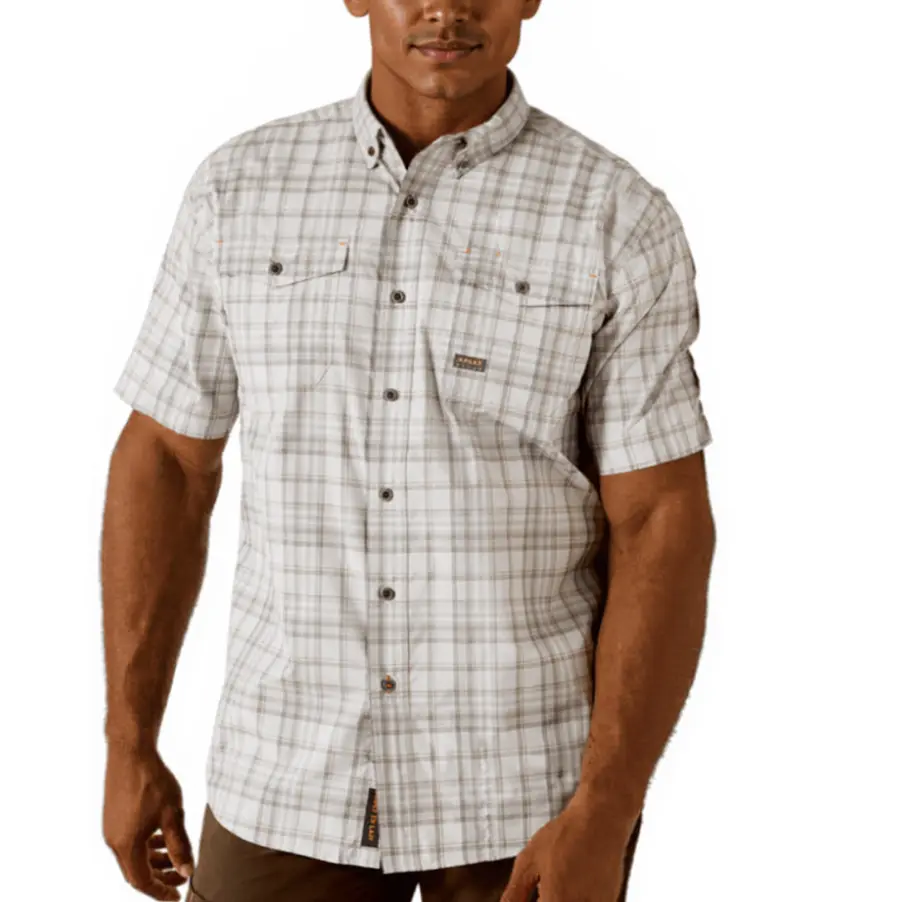 Ariat MNS Rebar Made Tough VentTEK DuraStretch Work Shirt MICRO CHIP 10071545