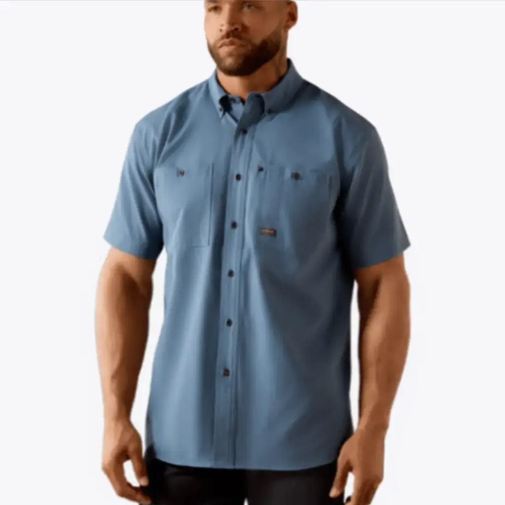 Ariat MNS Rebar Made Tough 360 Airflow Work Shirt BALEEN BLUE 10071440