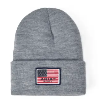 [Ar10041510] Ariat Rebar American Flag Gray Cap